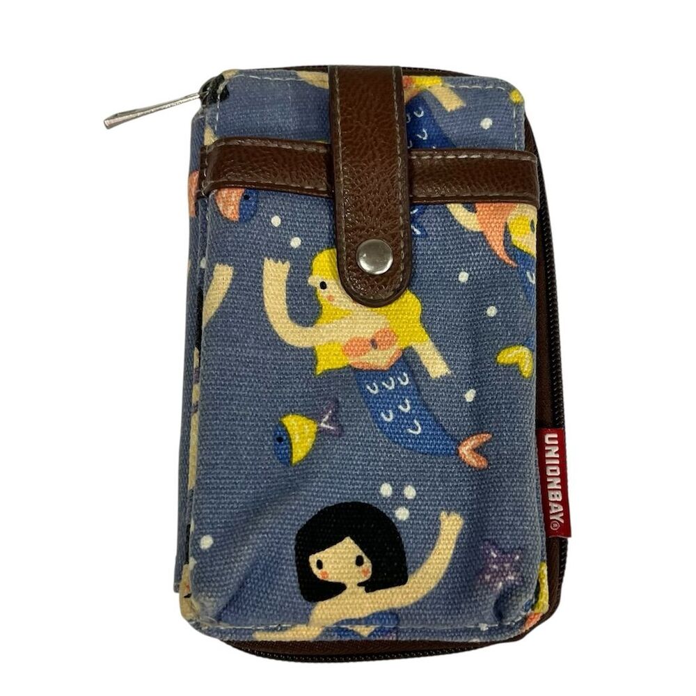 Unionbay Women's Blue Canvas  Clutch Wallet Mermaid Design
